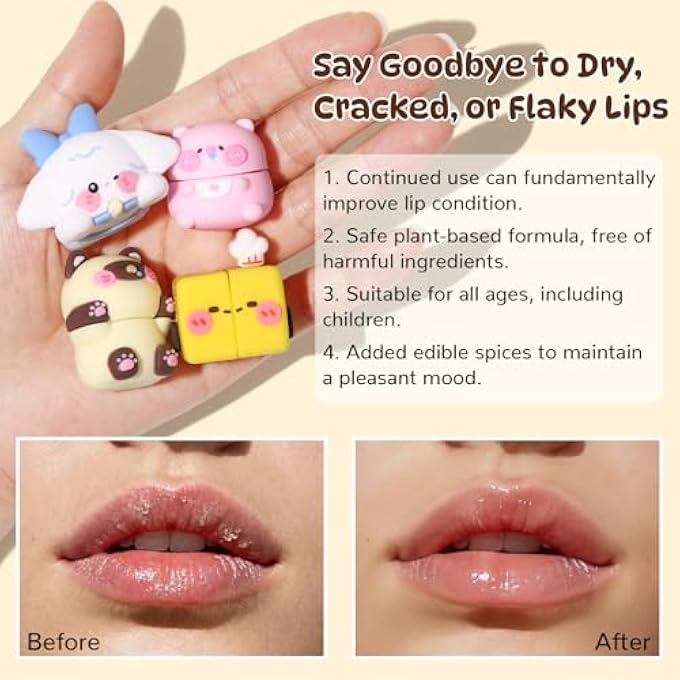 SUSIKEKI CLOUD COMFORT LIP BALM - 4 TUBES FRUIT-FLAVORED MOISTURE LIP BALMS, BLUEBERRY, JASMINE, ORANGE, AND PEACH FLAVORS, 3-IN-1 REPAIRS LIP DAMAGE CAUSED BY DRYNESS, MAKEUP AND UV RAYS (4 PACK) - Image 2